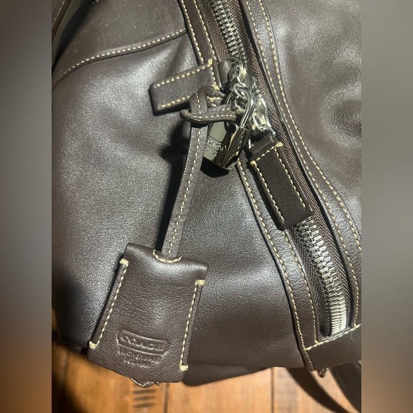 Vintage Coach Dark Brown Leather Unisex Large Cabin WeekenderTravel Duffel Bag - Picture 13 of 16